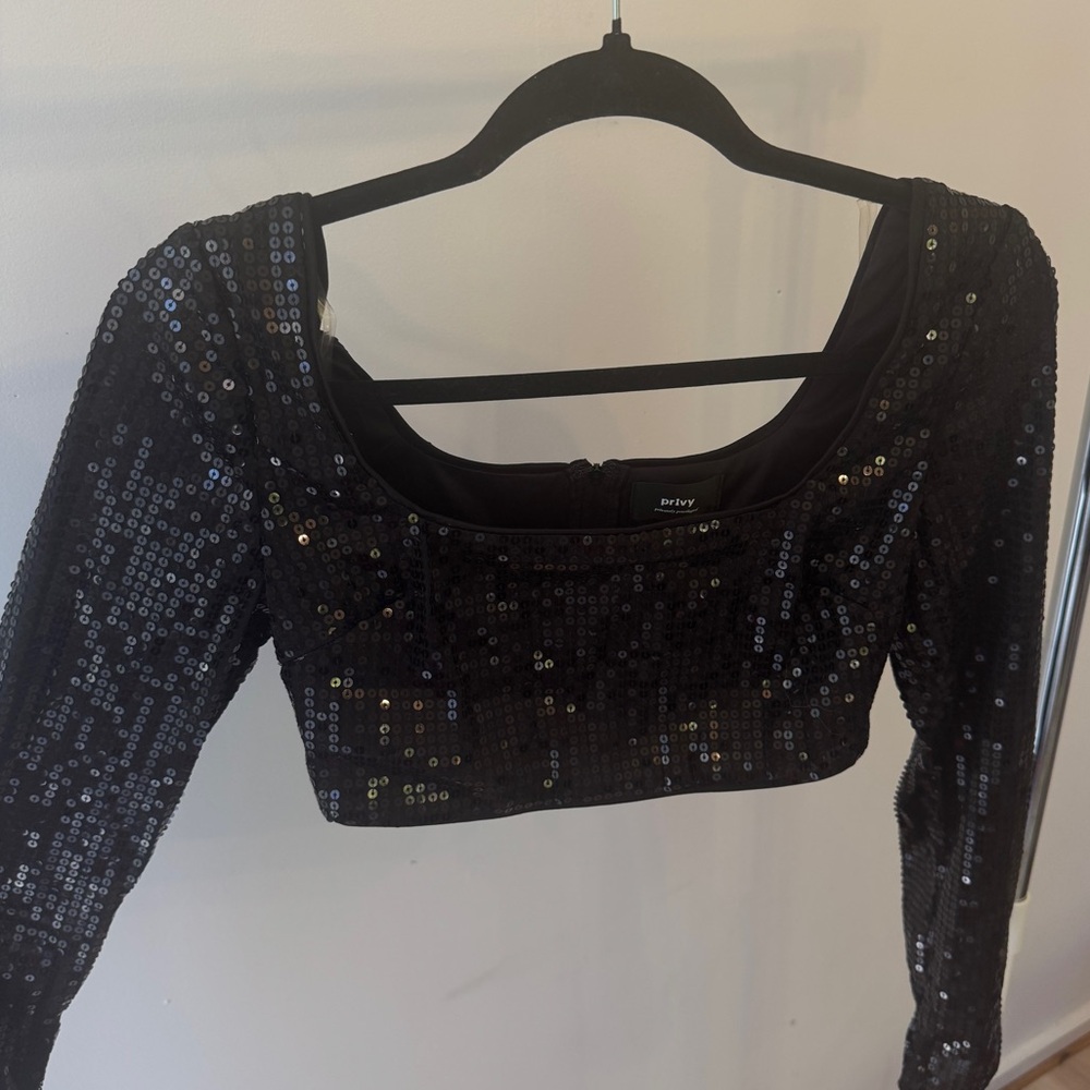 NWT Privy Sequin Crop Top